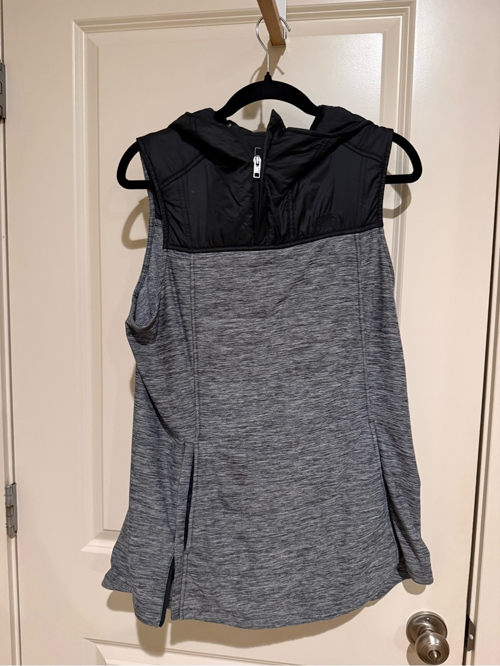 The North Face Sleeveless Hooded Vest - Heather Gray with Black Hood